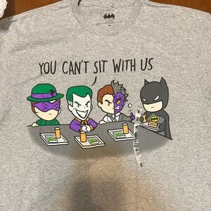 Gray Graphic Tee with Cartoon Characters